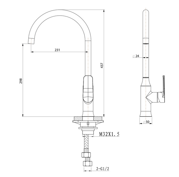 ARGENT Pace Gooseneck Kitchen Mixer Gun Metal Brisbane Discount