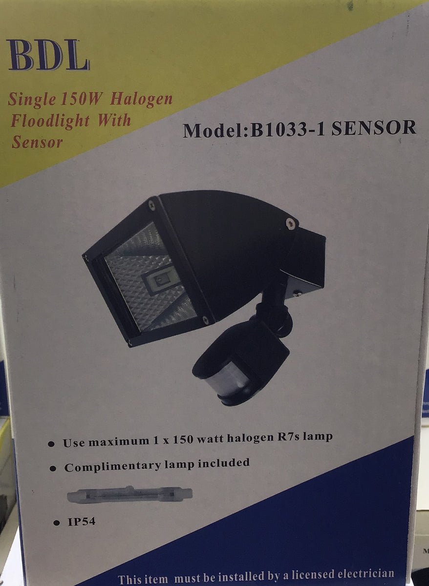 6x BDL Single 150W Halogen Floodlight with Sensor FREE SHIPPING
