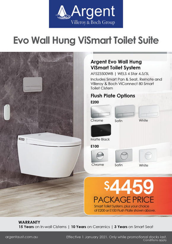 Argent EVO Wall Hung ViSmart Toilet Suite - Promotional Offer