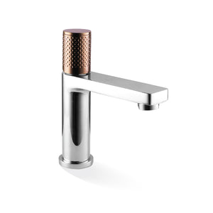 Linkware Gabe Basin Mixer - Chrome With Rose Gold Handle