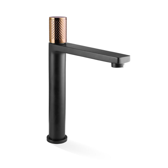 Linkware Gabe High Rise Mixer - Black With Rose Gold Handle