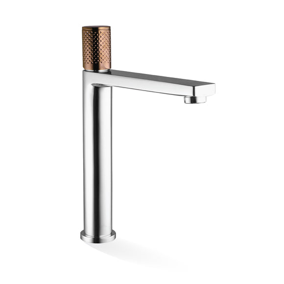 Linkware Gabe High Rise Mixer - Chrome With Rose Gold Handle