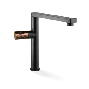 Linkware Gabe Sink Mixer - Black With Rose Gold Handle