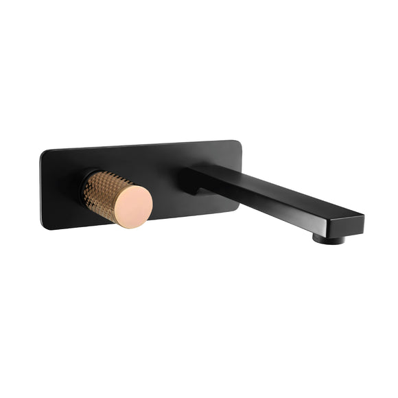 Linkware Gabe Wall Outlet Mixer - Black With Rose Gold Handle