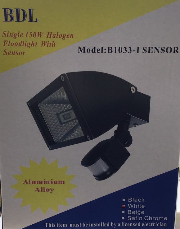 6x BDL Single 150W Halogen Floodlight with Sensor FREE SHIPPING
