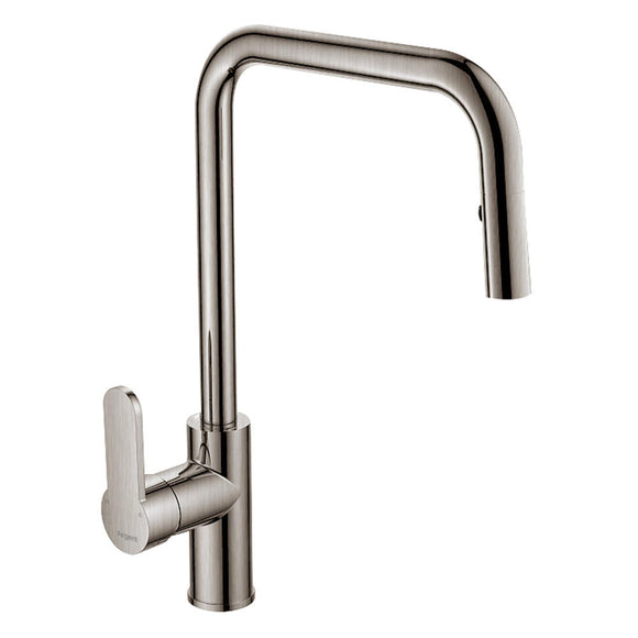 Argent Mirra pull out aerator square Gooseneck Kitchen Mixer brushed nickel