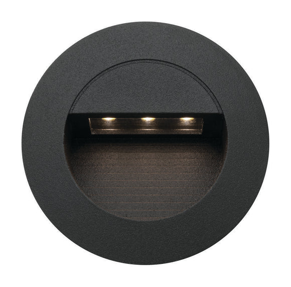Rye 1.2W LED round steplight black