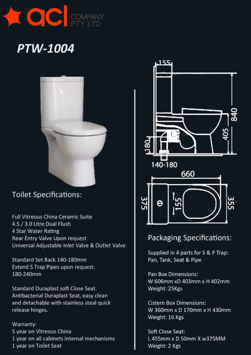 Tradeworld Oxford Toilet Suite P Trap Brisbane Discount Lights and Taps